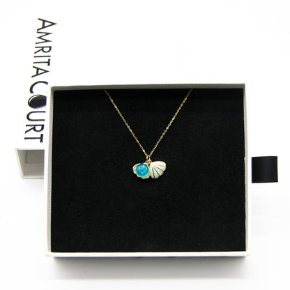 Green Shell Murano Aroma Necklace - Ocean Breeze | Energy & Healing | Diffuse on the go | Sterling Silver Gift