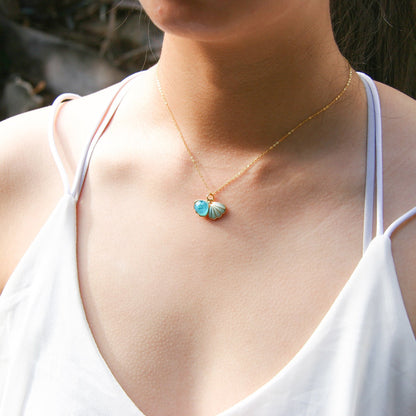 Green Shell Murano Aroma Necklace - Ocean Breeze | Energy & Healing | Diffuse on the go | Sterling Silver Gift