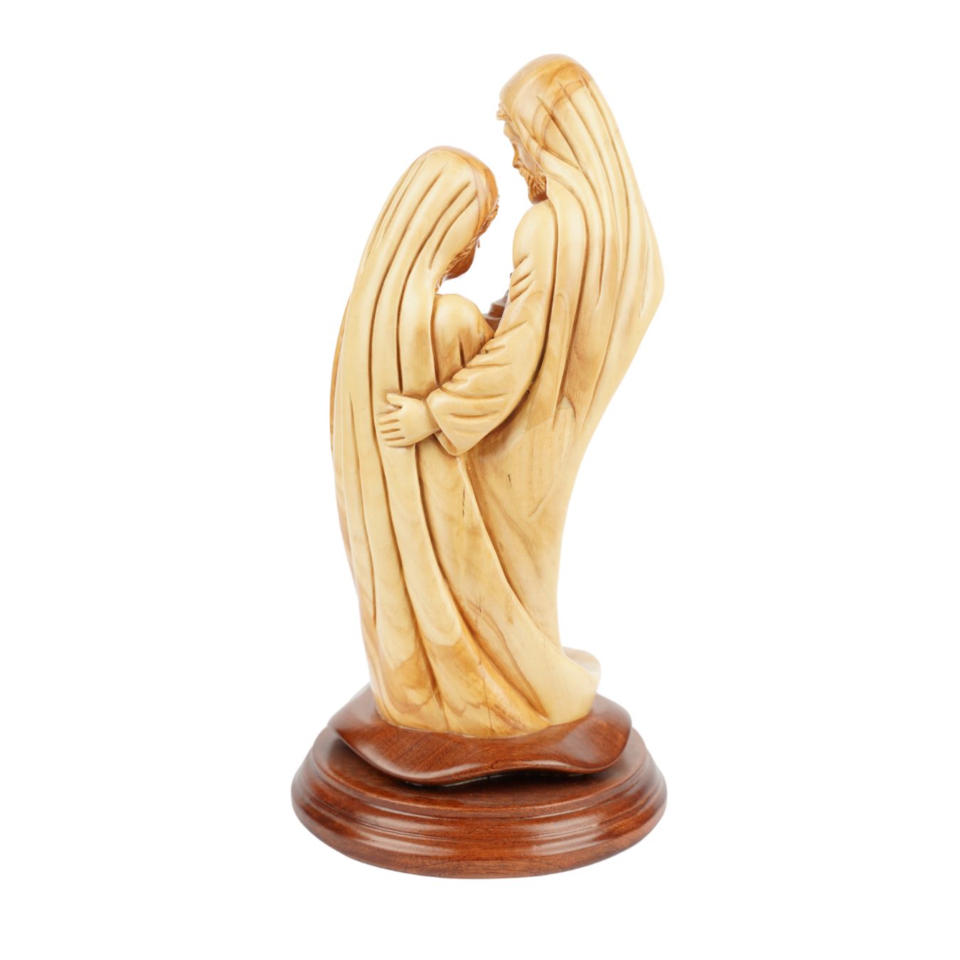 Heilige Familie mit Jesuskind – Handgeschnitzte Olivenholzskulptur aus Bethlehem (28 cm)