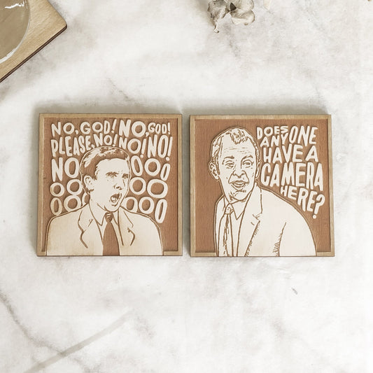 Set of 12 The Office Wooden Coasters - Handmade Gift - Housewarming - Wood Kitchenware