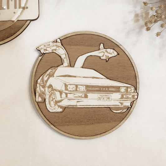 Set of 6 Back to The Future Wooden Coasters - Handmade Gift - Housewarming - Wood Kitchenware
