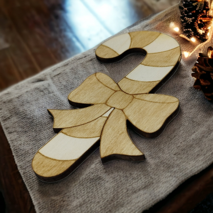 Candy Cane Wooden Christmas Decoration - Home Decor
